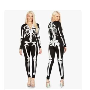 Copied -  Tipsy Elves Skeleton Full Zip Jumpsuit Halloween Pockets Sz #0281
